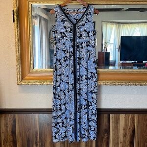 Talbots Blue & Black Floral Maxi Dress  - Size MP